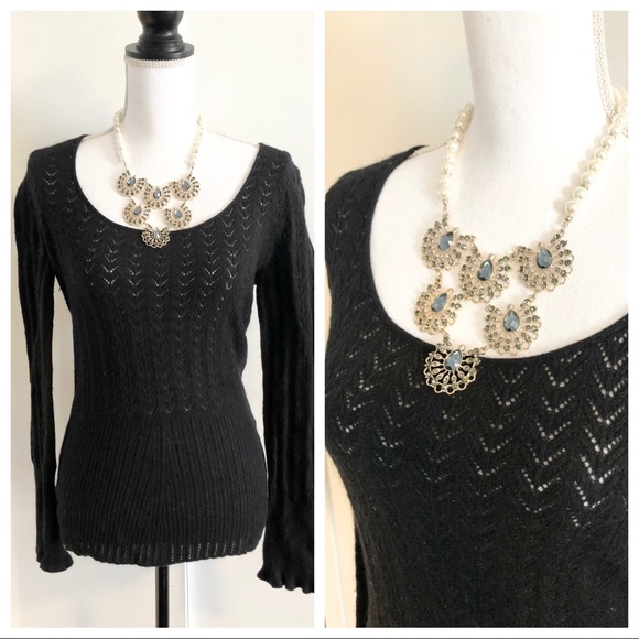 Women’s Express Pointelle Angora Sweater Medium - Picture 1 of 11